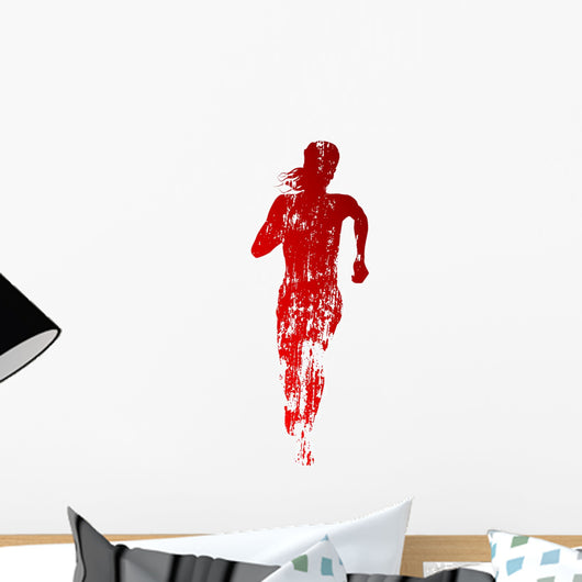 Abstract red running woman silhouette Wall Decal