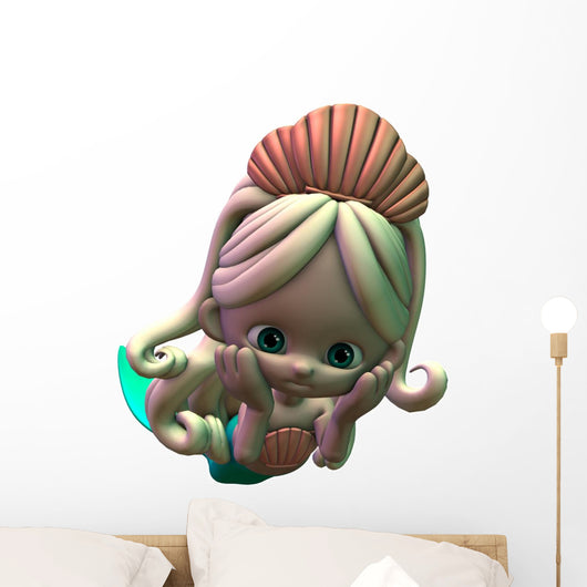 Cute 3d Cartoon Mermaid Wall Decal