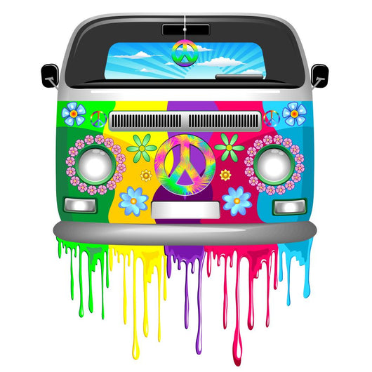 Hippie Van Dripping Rainbow Paint Wall Decal