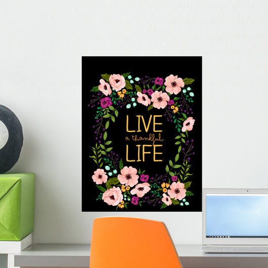 Thankful flower wreath Wall Mural