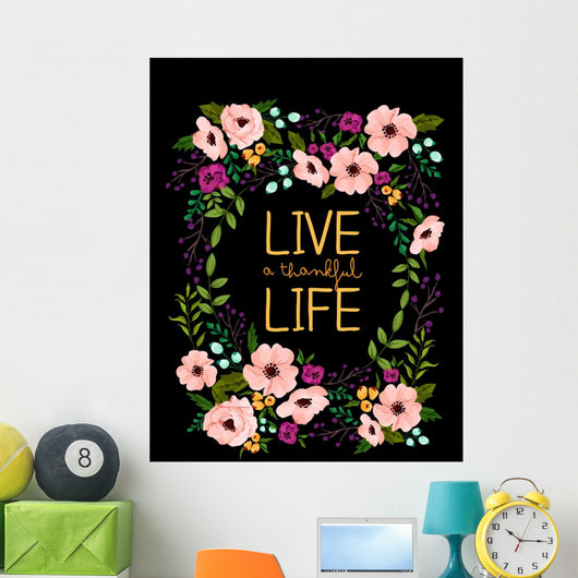 Thankful flower wreath Wall Mural