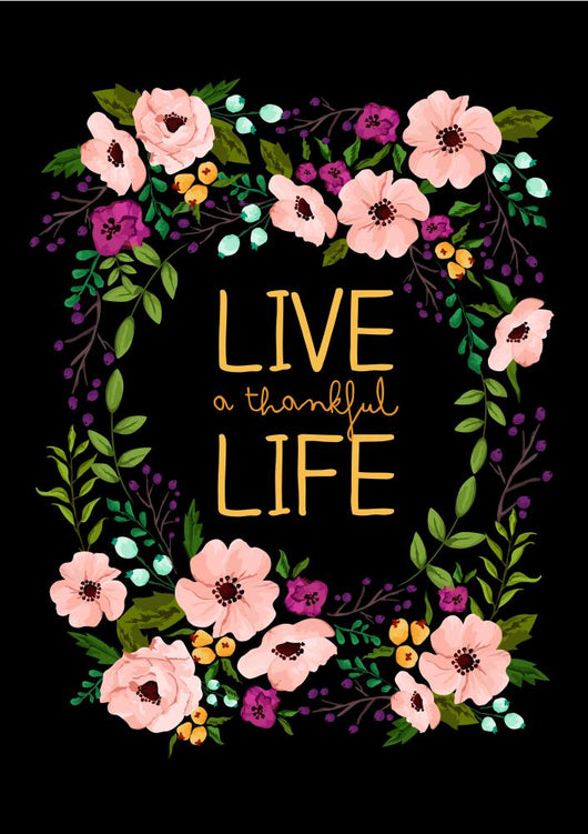 Thankful Flower Wreath Wall Decal