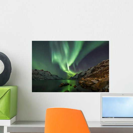 Incredible Aurora Borealis over night sky in Arctic Wall Mural