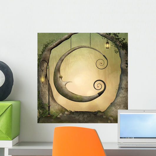 Enchanted swing in the forest Wall Mural