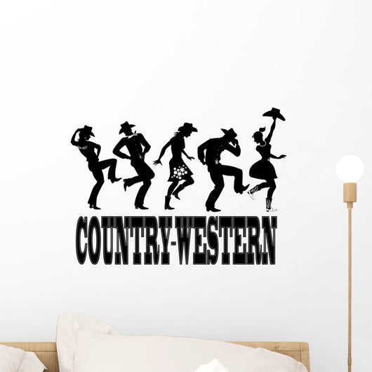 Country-western dance and music silhouette banner Wall Decal
