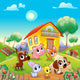 Funny Farm Animals In The Garden Wall Decal