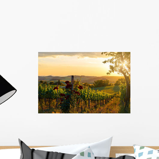 Tuscany vineyards in fall Wall Mural
