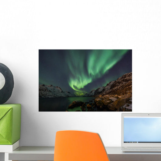 Incredible Aurora Borealis over night sky in Arctic Wall Mural