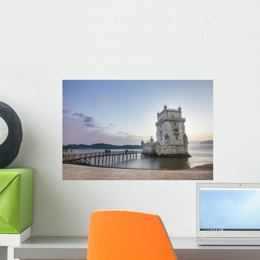 Famous landmark, Tower of Belem, located in Lisbon, Portugal. Wall Mural