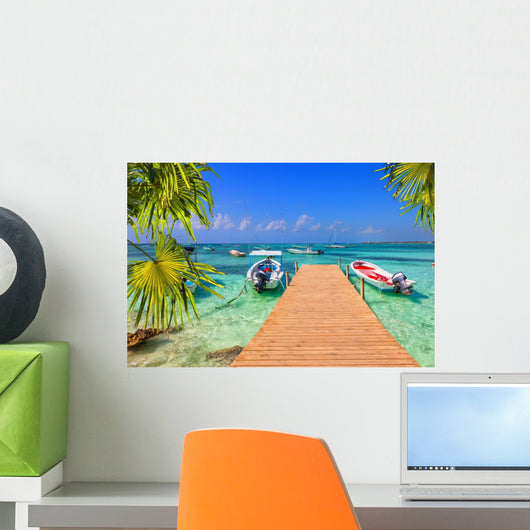 Wooden Pier and Fishing Wall Decal