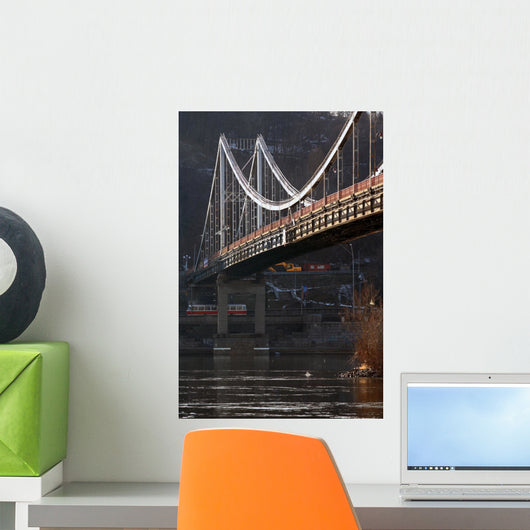 bridge across the Dnieper River in Kiev, Ukraine Wall Mural