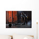 Bald charismatic athlete doing squats with weights. Wall Mural