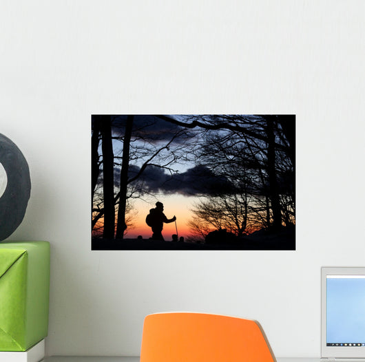 ciaspole al tramonto sulla neve Wall Mural