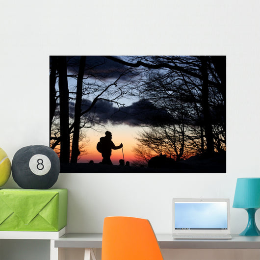 ciaspole al tramonto sulla neve Wall Mural