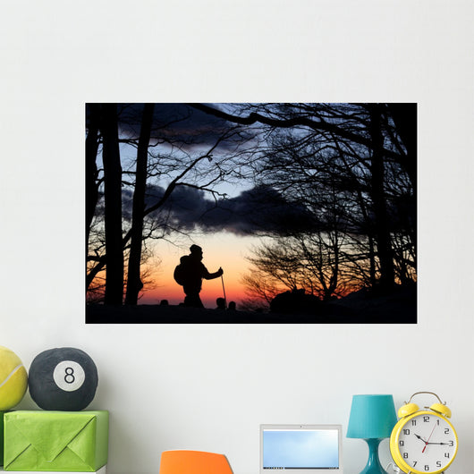 ciaspole al tramonto sulla neve Wall Mural