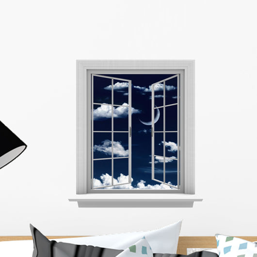 crescent moon window Wall Decal