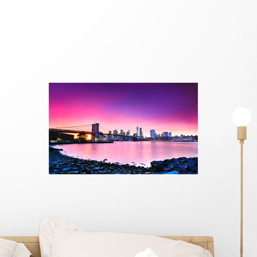 View of New York City at dusk Wall Mural