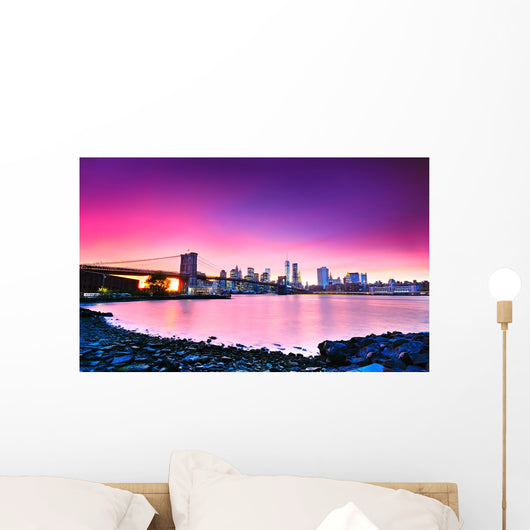 View of New York City at dusk Wall Mural