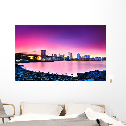 View of New York City at dusk Wall Mural