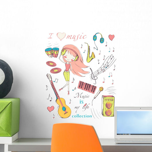 girl and music Wall Mural