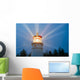 Lighthouse Beams Illumination Into Rain Storm Maritime Nautical Wall Mural