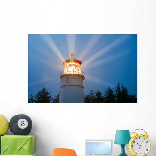 Lighthouse Beams Illumination Into Rain Storm Maritime Nautical Wall Mural