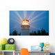 Lighthouse Beams Illumination Into Rain Storm Maritime Nautical Wall Mural