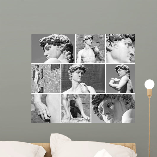 group of images with David's statue by Michelangelo in Floren Wall Mural