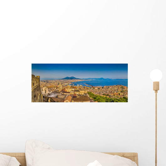City of Naples with Mt. Vesuvius at sunset, Campania, Italy Wall Mural