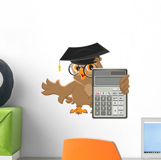 Owl Teacher Holding Calculator Wall Decal