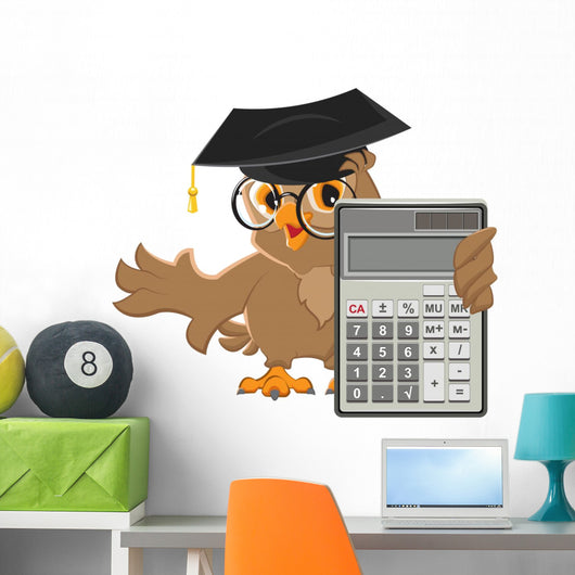 Owl Teacher Holding Calculator Wall Decal