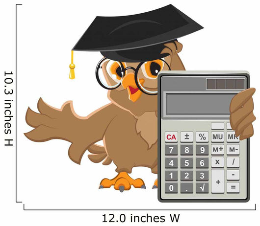 Owl Teacher Holding Calculator Wall Decal