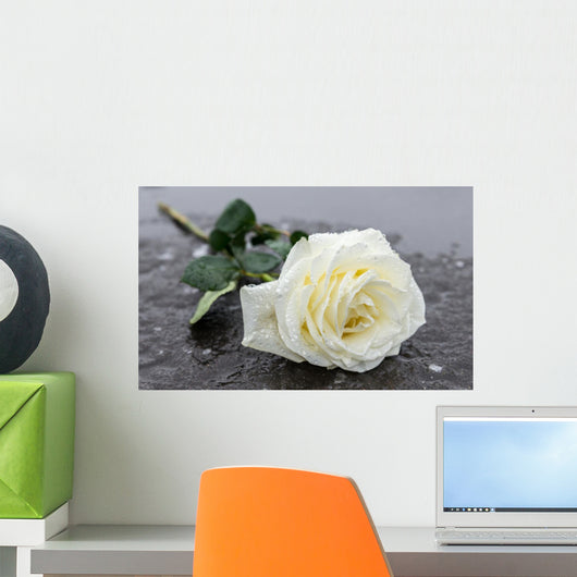 Single White Rose Wall Decal