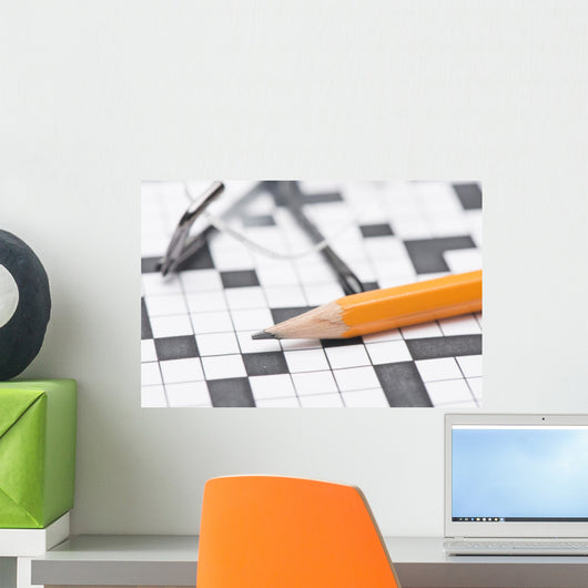 Crossword Puzzle Glasses and Wall Decal