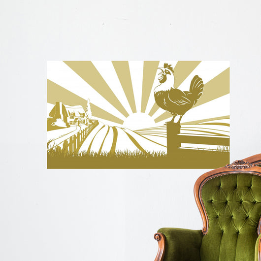 Rooster Farm Field Concept Wall Decal