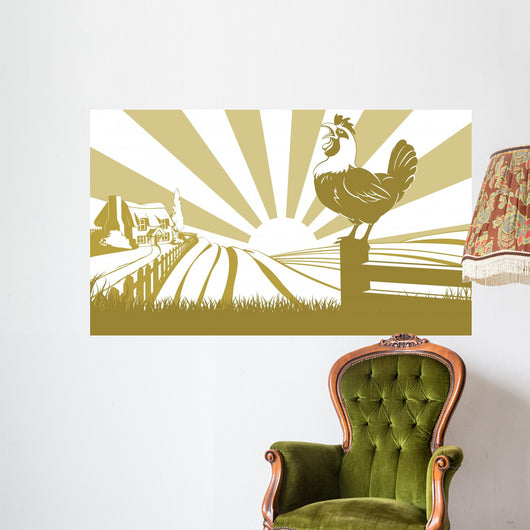 Rooster Farm Field Concept Wall Decal
