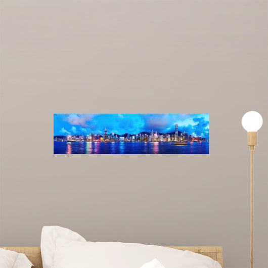 Hong Kong Night Wall Decal Panoramic Wall Decal
