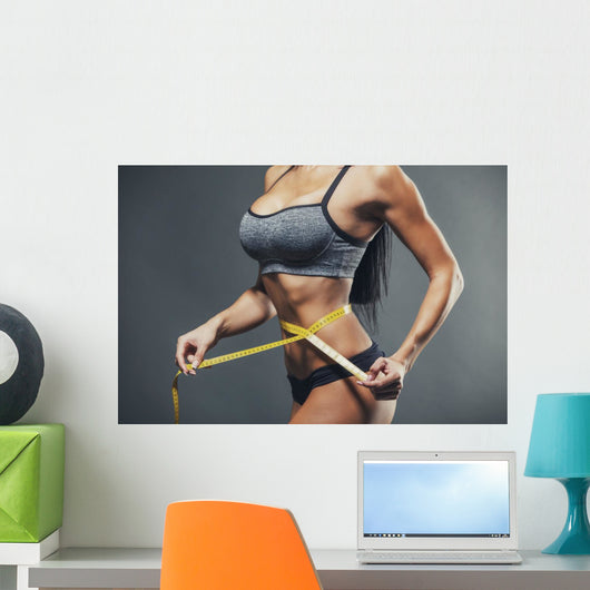Woman Measuring Her Waist Wall Decal