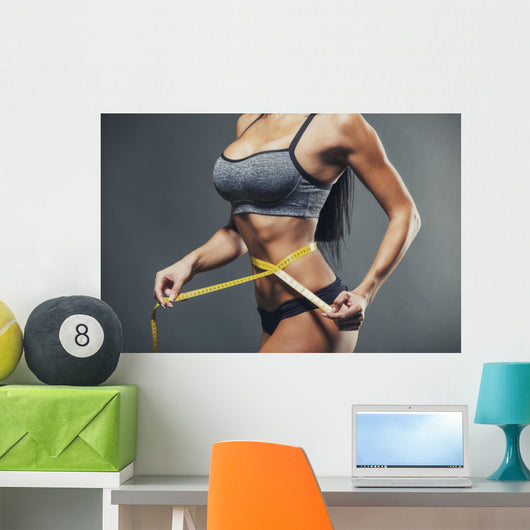 Woman Measuring Her Waist Wall Decal