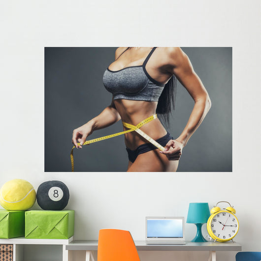 Woman Measuring Her Waist Wall Decal