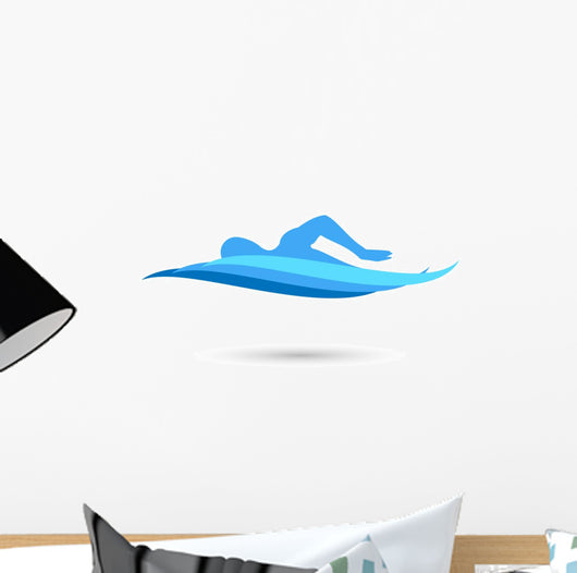 Freestyle Swimmer Silhouette with Wall Decal