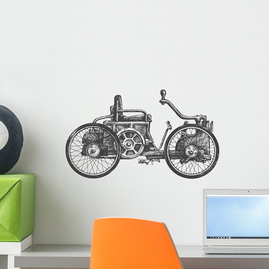 Car Retro White Wall Decal
