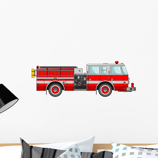 Fire Truck White Flat Wall Decal