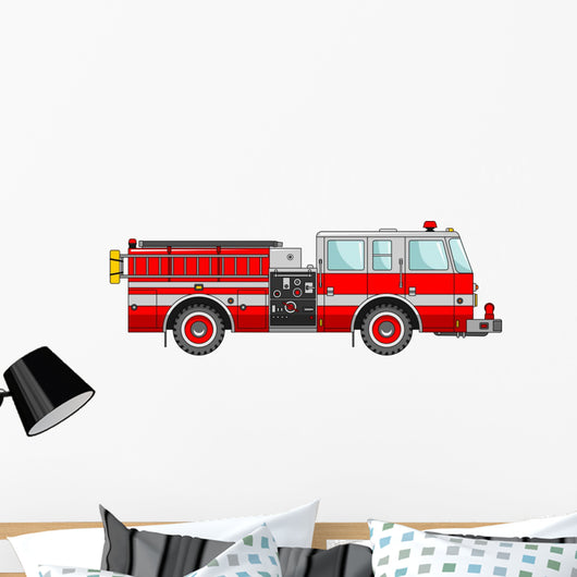 Fire Truck White Flat Wall Decal