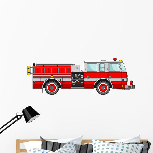 Fire Truck White Flat Wall Decal