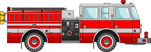 Fire Truck White Flat Wall Decal