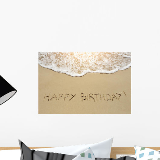 Happy Birthday Written Sand Wall Decal