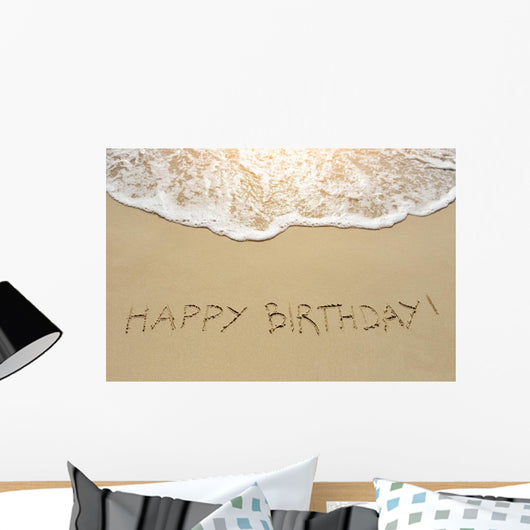 Happy Birthday Written Sand Wall Decal