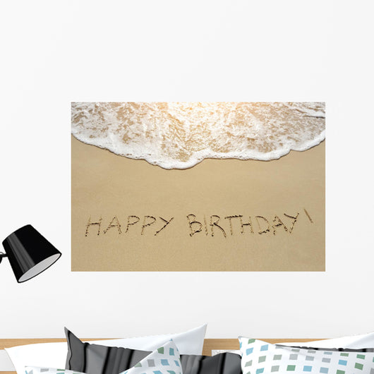 Happy Birthday Written Sand Wall Decal