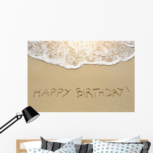 Happy Birthday Written Sand Wall Decal